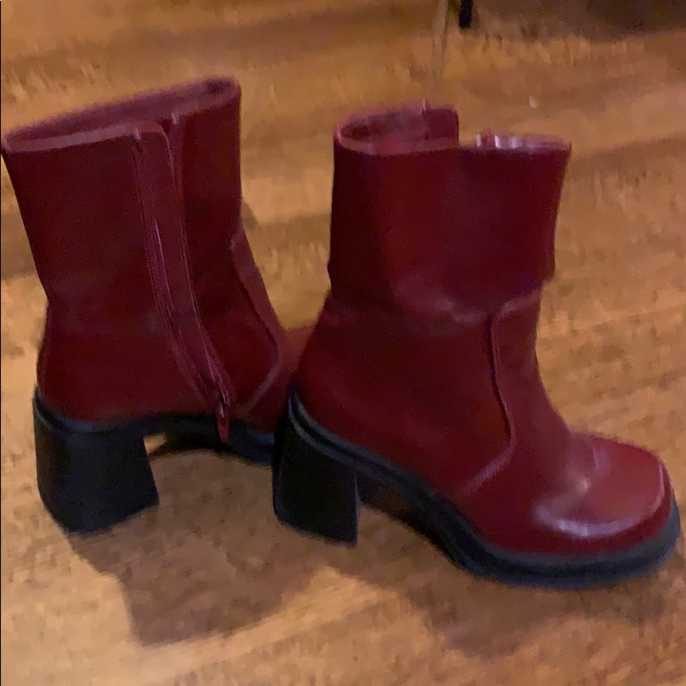 Red leather boots size 8